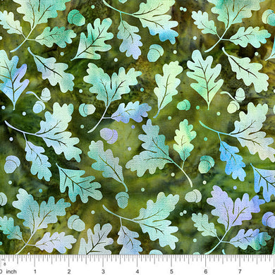 2024 AISH - Leaves Blue / Green  Batik Fabric by Island Batiks sold by the Yard