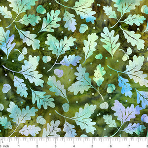 2024 AISH - Leaves Blue / Green  Batik Fabric by Island Batiks sold by the Yard
