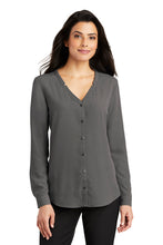 Load image into Gallery viewer, VB - Ladies Long Sleeve Button-Front Blouse  LW700