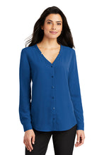 Load image into Gallery viewer, VB - Ladies Long Sleeve Button-Front Blouse  LW700