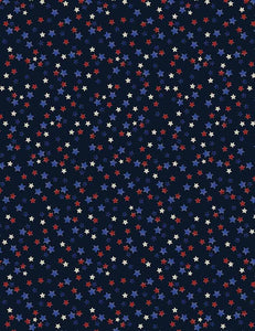 Patriotic Star Red White Blue on Blue Fabric Timeless Treasures C7266
