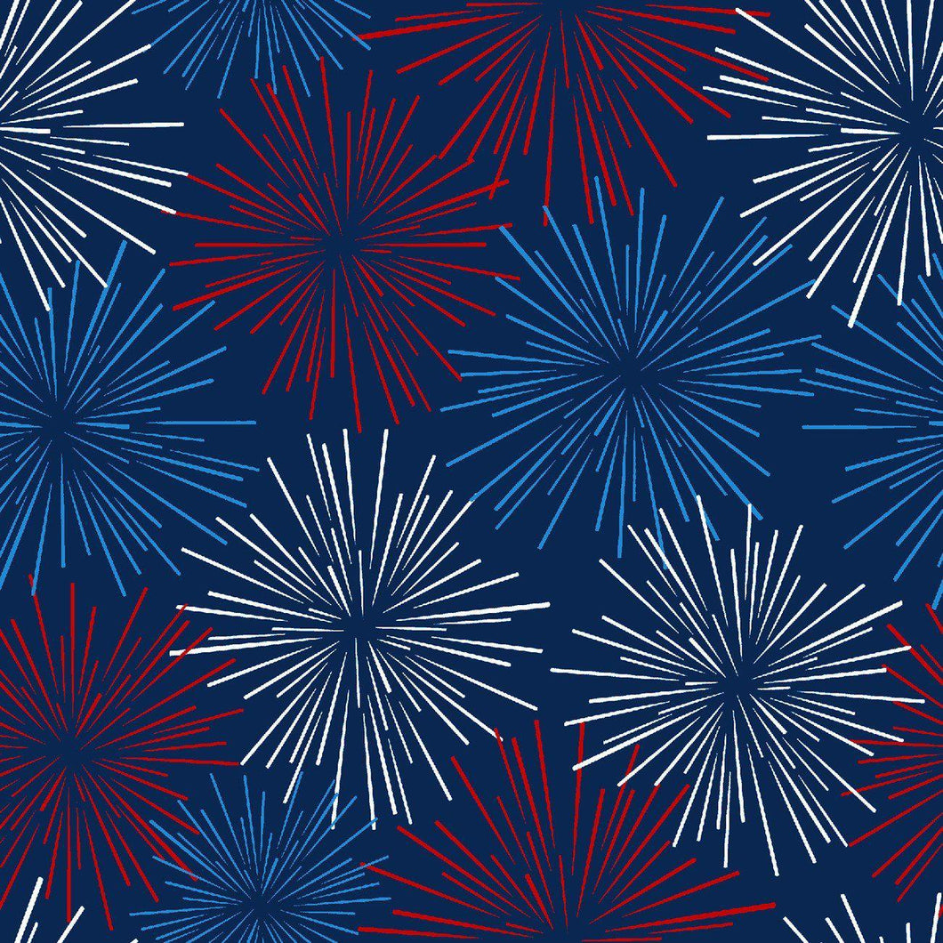 One Nation Blue Fireworks Fabric   116-77