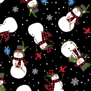 Country Christmas -Jolly Snowman Black by Kanvas Studio  14004-12