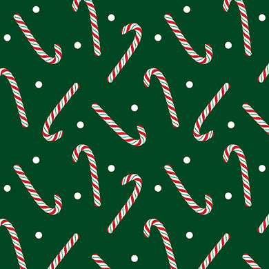 Country Christmas - Jolly Candy Canes Dark Green by Kanvas Studio  1401244B