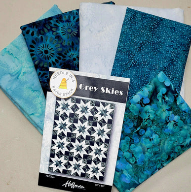 Kit - Grey Skies Pattern - Teal Batiks