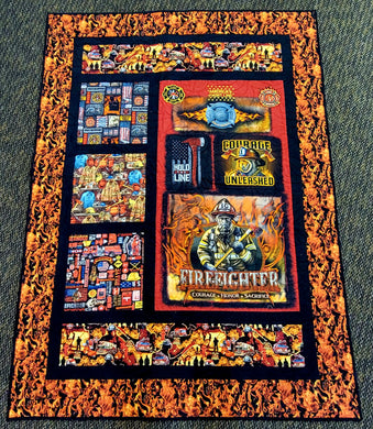 Kit - Fireman Fire Quilt made with the Window Boxes Pattern