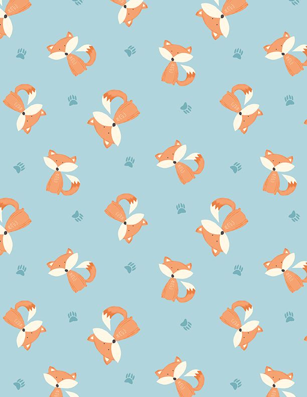 Winsome Critters  Foxes on Blue 36256-482