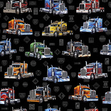 Load image into Gallery viewer, Heavy Metal Big Rigs by QT Fabrics  Black 30704 -J