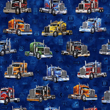 Load image into Gallery viewer, Heavy Metal Big Rigs by QT Fabrics  Midnight 30704W