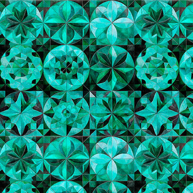 QT - SOLSTICE   KALEIDOSCOPE PACKED CIRCLES Teal 31232 -Q