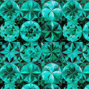 QT - SOLSTICE   KALEIDOSCOPE PACKED CIRCLES Teal 31232 -Q