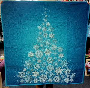 Teal Christmas Tree Quilt with Rhinestones