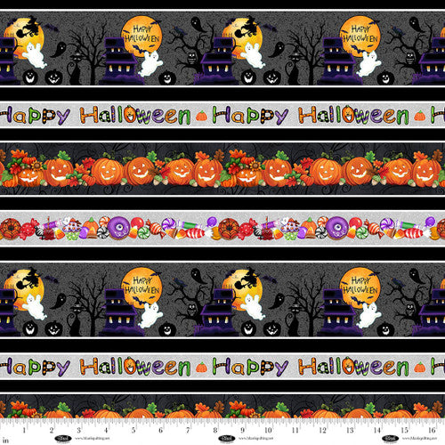Spooky Aura Glow Border Stripe 3989G-99 Black
