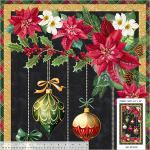 Holiday Splendor Black Ornamental Wonder Quilt Panel  54062P-1