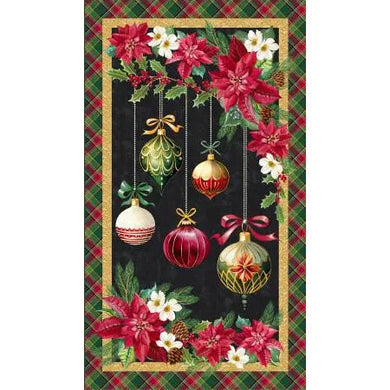 Holiday Splendor Black Ornamental Wonder Quilt Panel  54062P-1