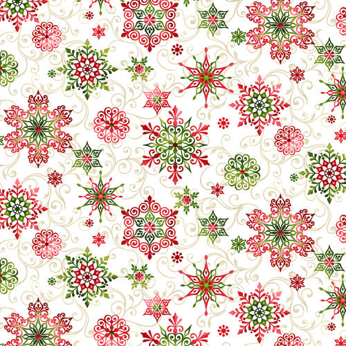 'Tis the Season Snowflakes Stefanotus 7683-44 Cream