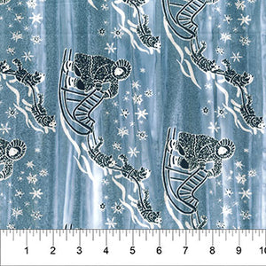 Arctic Fun Batik Quilt Fabric - Lt Blue Dog Sledding 83280-43