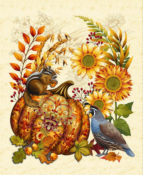 Autumn Fields 8374P-44 Panel Cream Multi by Art Loft for Studio E Fabric