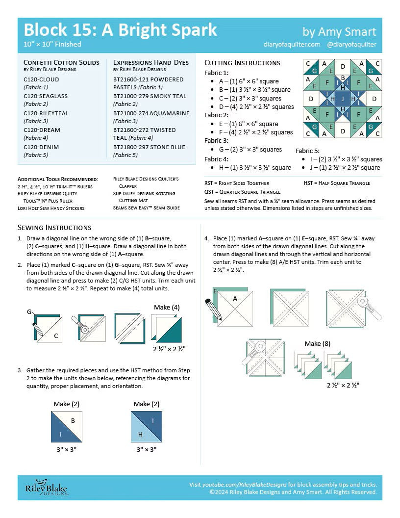 RBD 2025 Block 15: A Bright Spark -  Free Pattern Download
