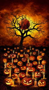 Timeless Treasures All Hallows Eve CD2914 Orange Jack O Lantern Blood Moon 24