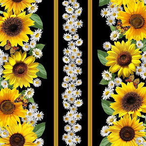 TT - Advice From A Sunflower CD2922 Black Sunflower & Butterfly 11" Stripe