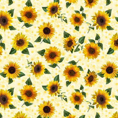 TT - Advice From A Sunflower CD2923 Cream Tossed Pretty Sunflowers