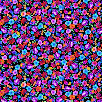 Petal Power Black Multi Floral  CD3819-BLACK