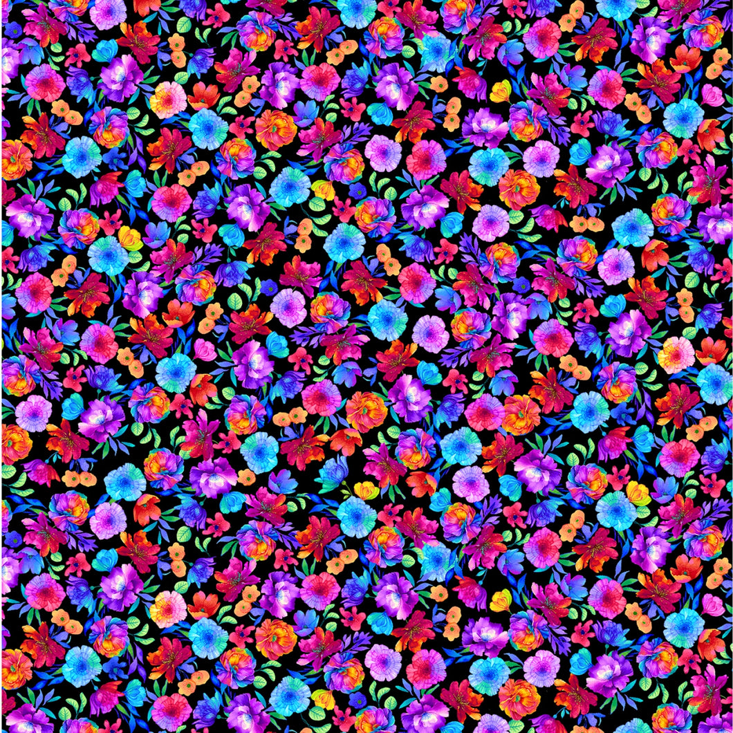 Petal Power Black Multi Floral  CD3819-BLACK