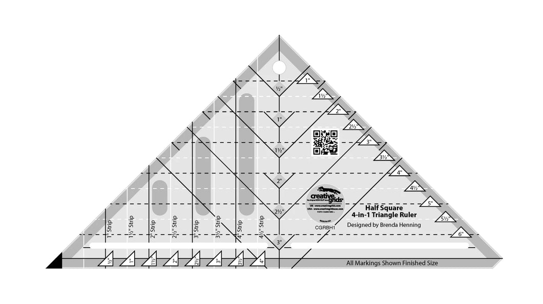 Ruler - Creative Grids Half-Square 4-in-1 Triangle Quilt Ruler # CGRBH1