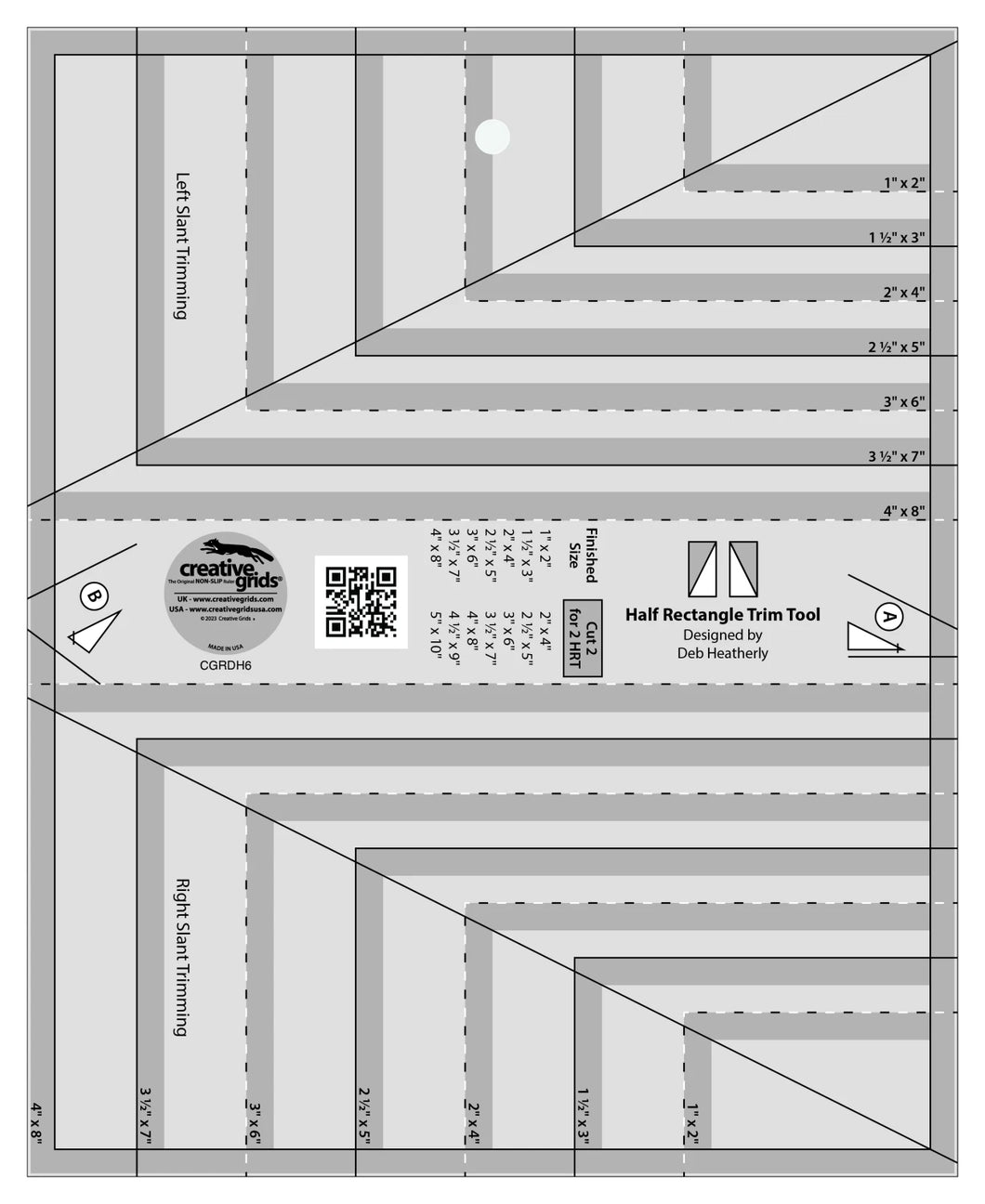 Creative Grids Quilt Ruler Half Rectangle Trim Tool # CGRDH6