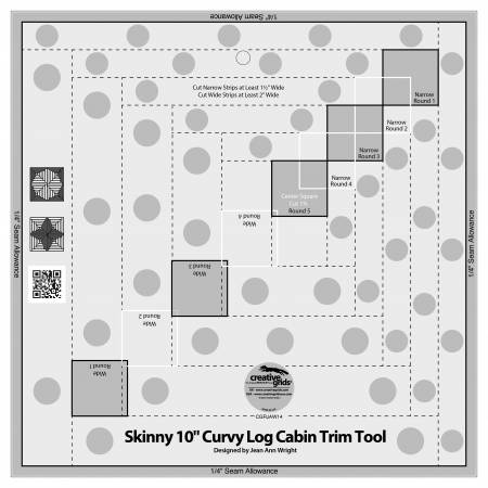 Creative Grids Skinny 10in Curvy Log Cabin Trim Tool # CGRJAW14