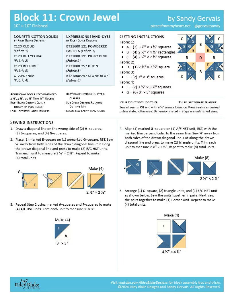 RBD 2025 Block 11 - Crown Jewel  Free Pattern Download