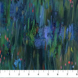 Lotus Large Brushstrokes Dark Green Multi Northcott   DP28426-78