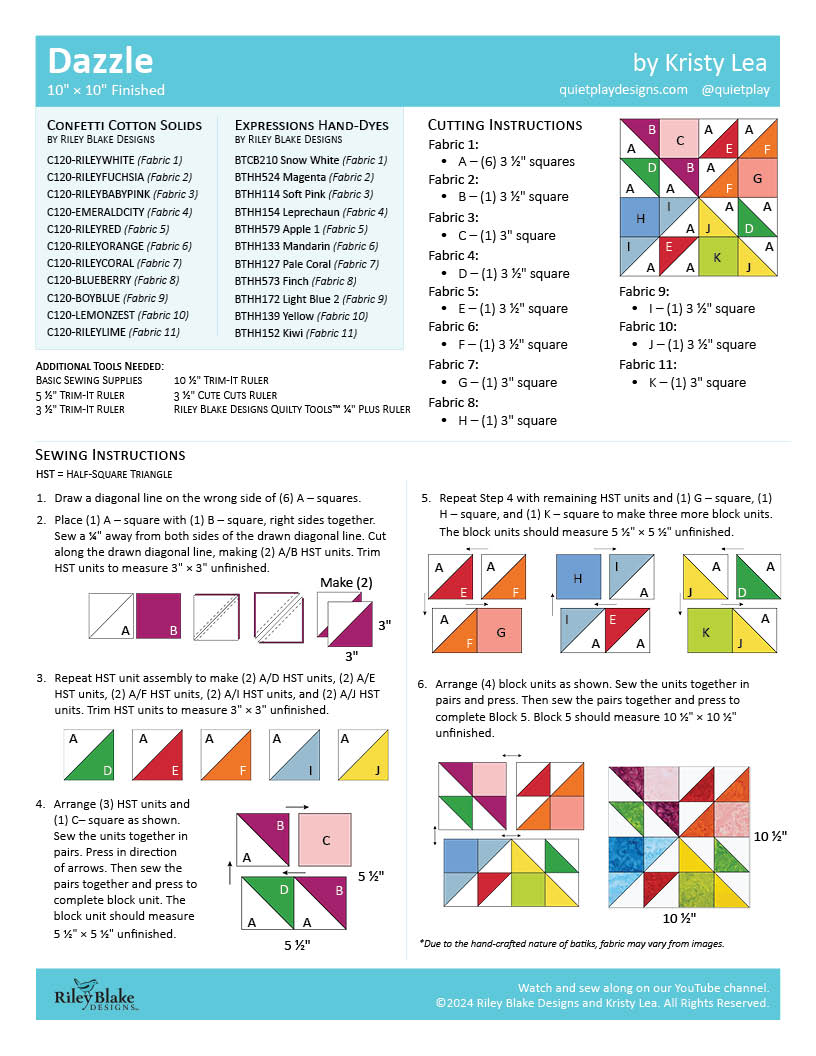 RBD 2024 Block 5 - Dazzle Free Pattern Download – K&K Logo