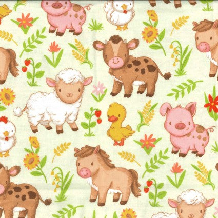 Flannel Farmyard Babies Flannel fabric- FAT18466-GL Farmyard Babies Flannel