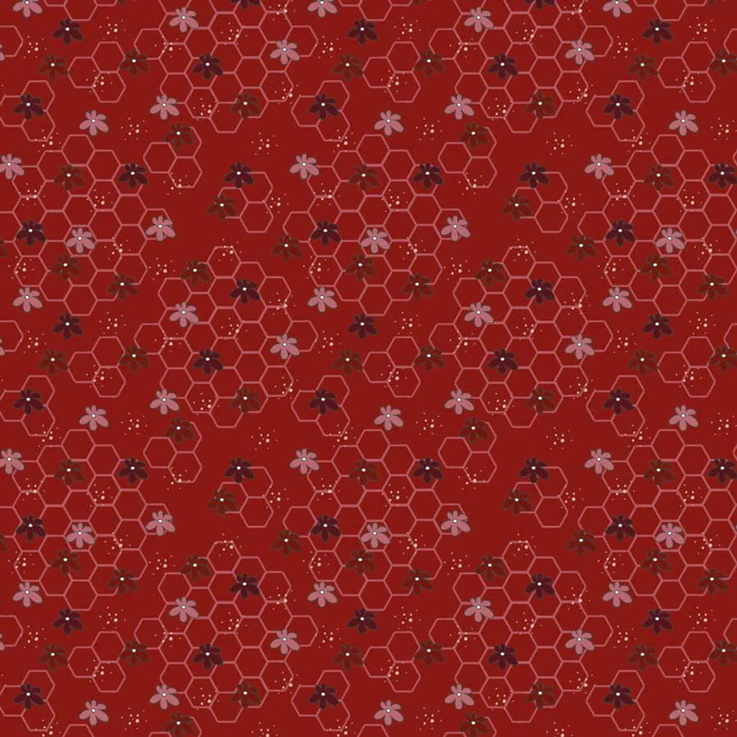 Fabric Stof Red Flowers & Beehive The Sweetest Embrace 4514-520 – K&K Logo