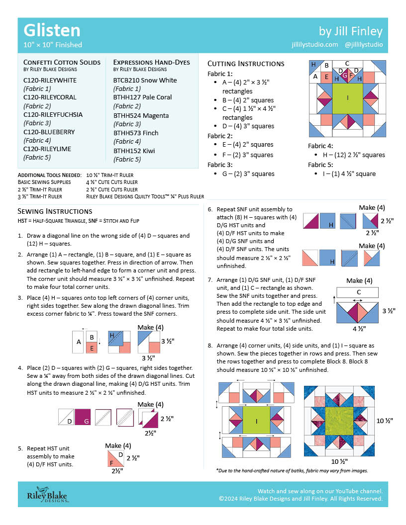 RBD 2024 Block 8 - Glisten Free Pattern Download – K&K Logo