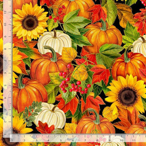 Timeless Treasures Fall Is In The Air CM2801 Autumn Harvest Floral w/Metallic
