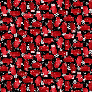 Snow Crew Flannel F1287-98 Black by Barb Tourtillotte for Henry Glass Fabrics