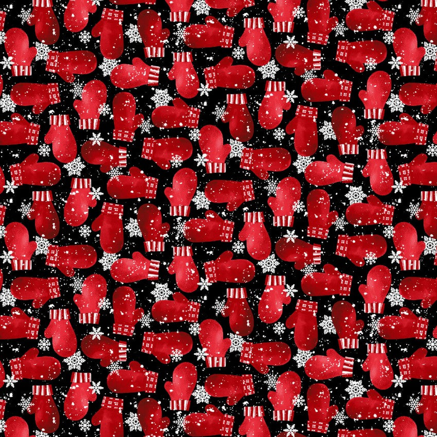 Snow Crew Flannel F1287-98 Black by Barb Tourtillotte for Henry Glass Fabrics