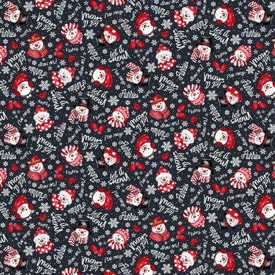 Snow Crew Flannel F1289-98 Black by Barb Tourtillotte for Henry Glass Fabrics