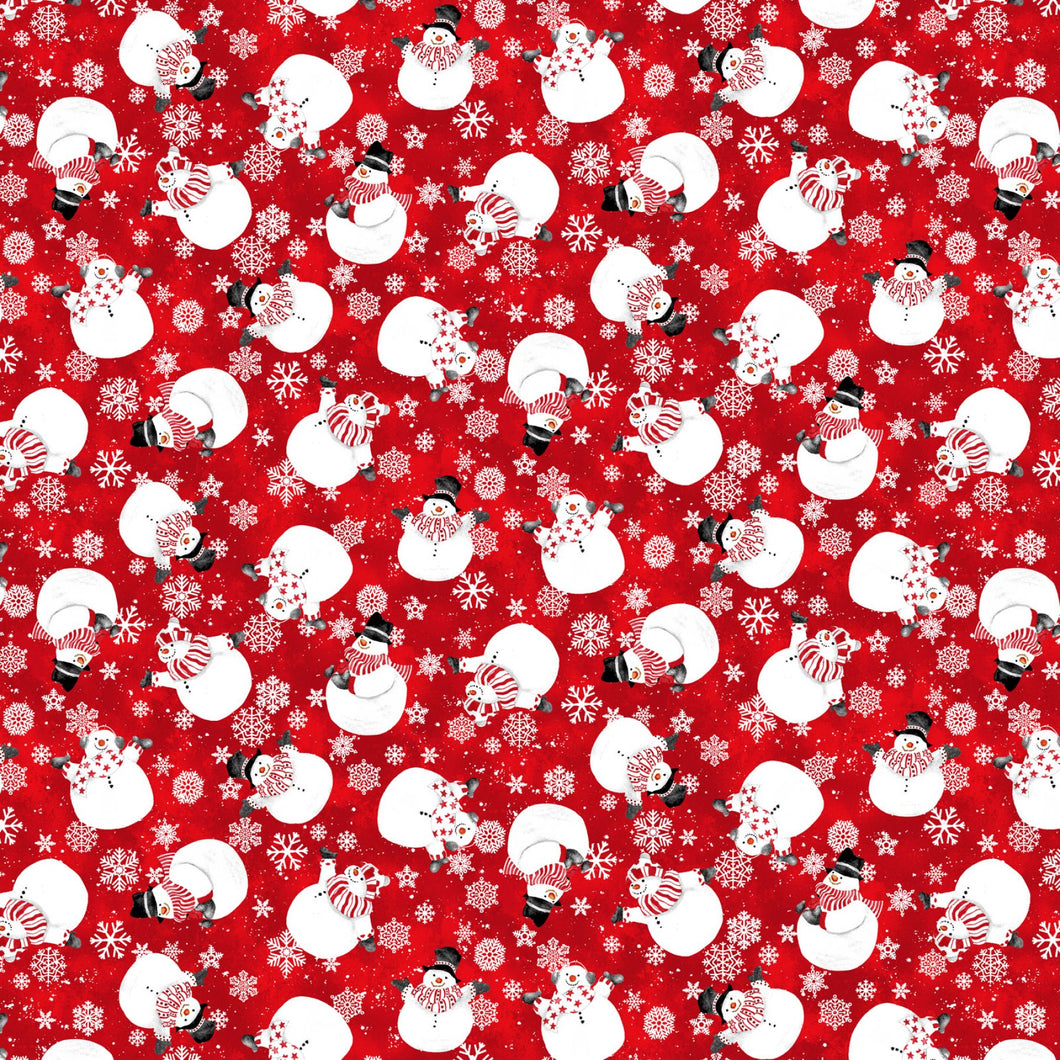 Snow Crew Flannel F1290-88 Red by Barb Tourtillotte for Henry Glass Fabrics