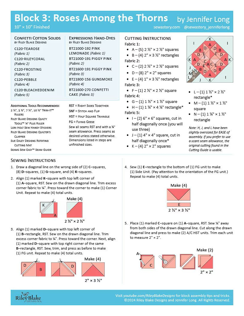 RBD 2025 Block 3 - Roses Among the Thorns   Free Pattern Download