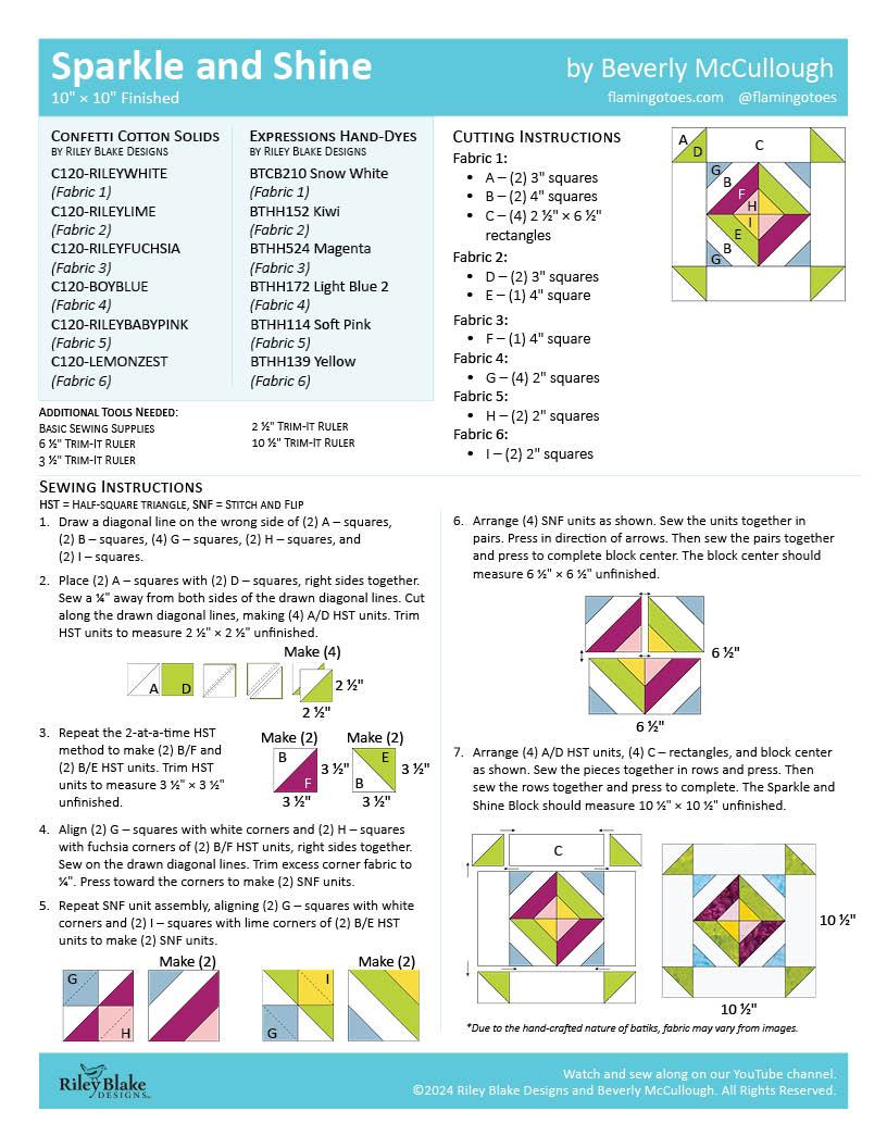 RBD 2024 Block 2 - Sparkle and Shine Free Pattern Download – K&K Logo ...