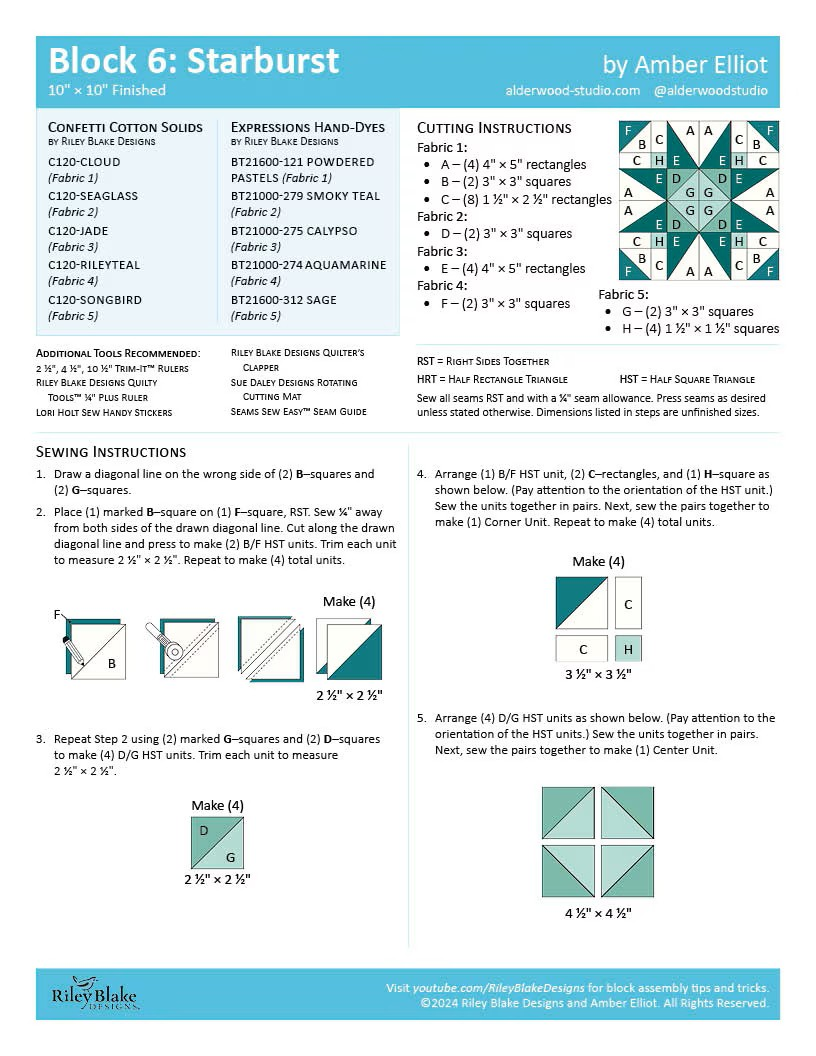 RBD 2025 Block 6 - Star Burst  Free Pattern Download