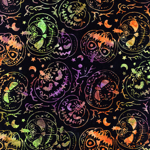 Spell Bound Jack O'Lantern Pumpkin Haunted - Tonga Spellbound Batiks B2790