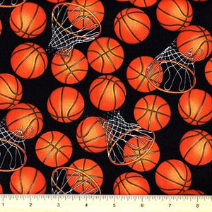 Timeless Treasures Black Basketball and Hoops Yardage  C5814-BLACK
