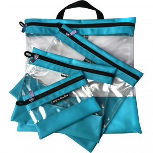 Clear Bag Set - Tutto 4 Ct - 6 Colors - Zippered Organizing Tote