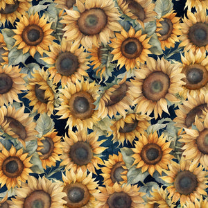 Sunkissed Nancy Mink Packed Sunflowers Yellow Green Fabric by Wilmington  33916 425