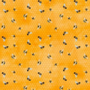 Sunkissed Nancy Mink Yellow Bees Fabric by Wilmington 33918 559